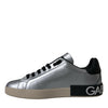 Dolce &amp; Gabbana Silberne Portofino-Sneakers aus Kalbsleder Herren Schuhe