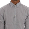Frankie Morello White Blue Check Casual Cotton Regular Fit Shirt