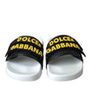 Dolce & Gabbana White Black Logo Beachwear Flats Sandals Shoes