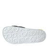 Dolce & Gabbana White Black Logo Beachwear Flats Sandals Shoes
