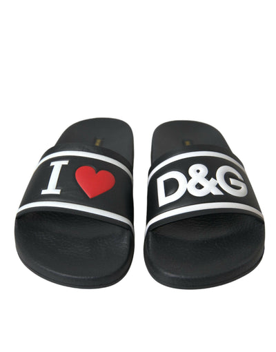 Sandales Dolce &amp; Gabbana en cuir noir I Love D&amp;G