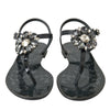 Dolce &amp; Gabbana Sandales plates en cristal noir Tongs Chaussures