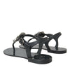 Dolce &amp; Gabbana Sandales plates en cristal noir Tongs Chaussures