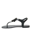 Dolce &amp; Gabbana Sandales plates en cristal noir Tongs Chaussures