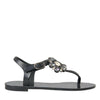 Dolce &amp; Gabbana Sandales plates en cristal noir Tongs Chaussures