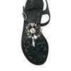 Dolce &amp; Gabbana Sandales plates en cristal noir Tongs Chaussures