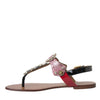 Dolce & Gabbana Multicolor Crystal Sandals Flip Flops Shoes