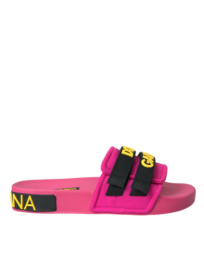 Chaussures plates et sandales de plage Dolce &amp; Gabbana avec logo rose et noir