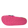 Dolce & Gabbana Pink Black Logo Beachwear Flats Sandals Shoes
