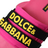 Dolce & Gabbana Pink Black Logo Beachwear Flats Sandals Shoes