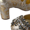Dolce & Gabbana Gold Jacquard Crystal Mary Janes Pumps Shoes