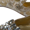 Dolce & Gabbana Gold Jacquard Crystal Mary Janes Pumps Shoes