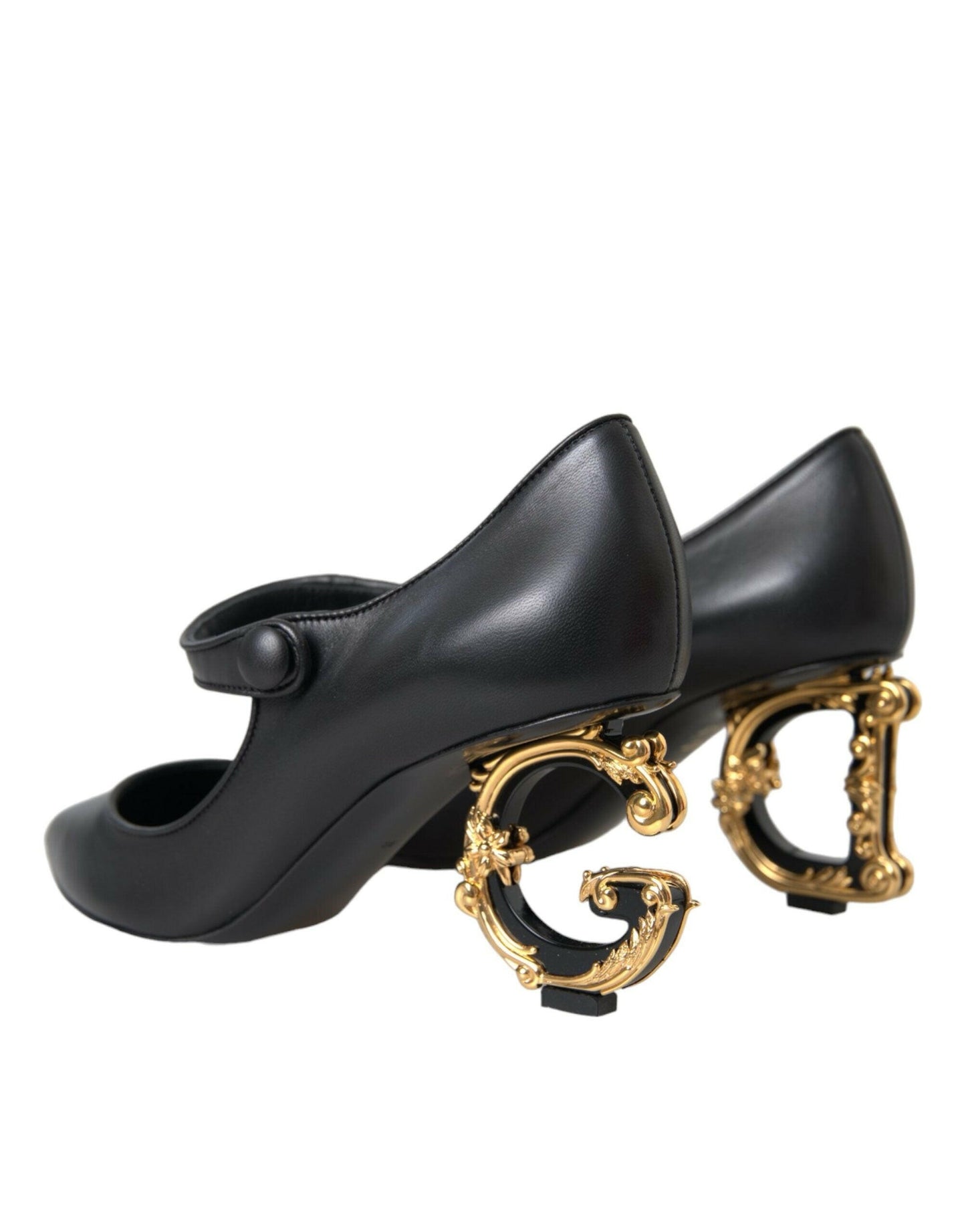 Dolce &amp; Gabbana – Mary-Jane-Pumps aus schwarzem Leder mit Logo