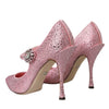 Dolce &amp; Gabbana Rosa Strass Kristall Heels Pumps Schuhe