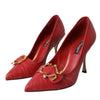 Dolce &amp; Gabbana Rote Devotion Leder Heels Pumps Schuhe
