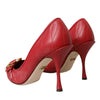 Dolce &amp; Gabbana Rote Devotion Leder Heels Pumps Schuhe