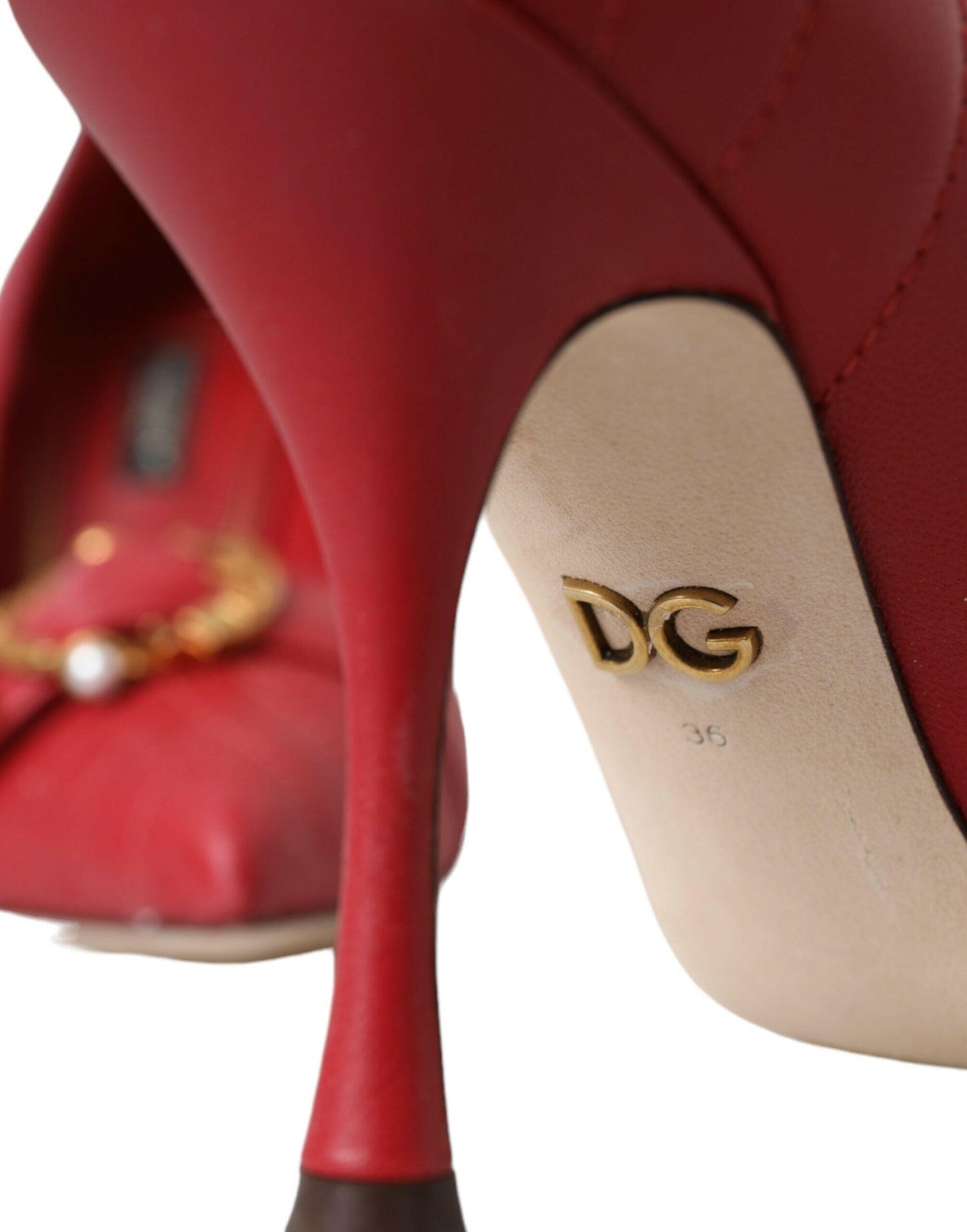 Dolce &amp; Gabbana Rote Devotion Leder Heels Pumps Schuhe