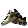 Dolce & Gabbana Gold Portofino Calf Leather Sneakers Women Shoes