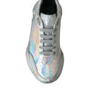Dolce & Gabbana Silver Iridescent DAYMASTER Leather Sneakers Shoes