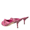 Dolce & Gabbana Pink Exotic Leather Kitten Heels Slides Shoes