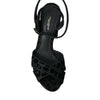 Dolce & Gabbana Black Leopard Suede Heels Sandals Shoes