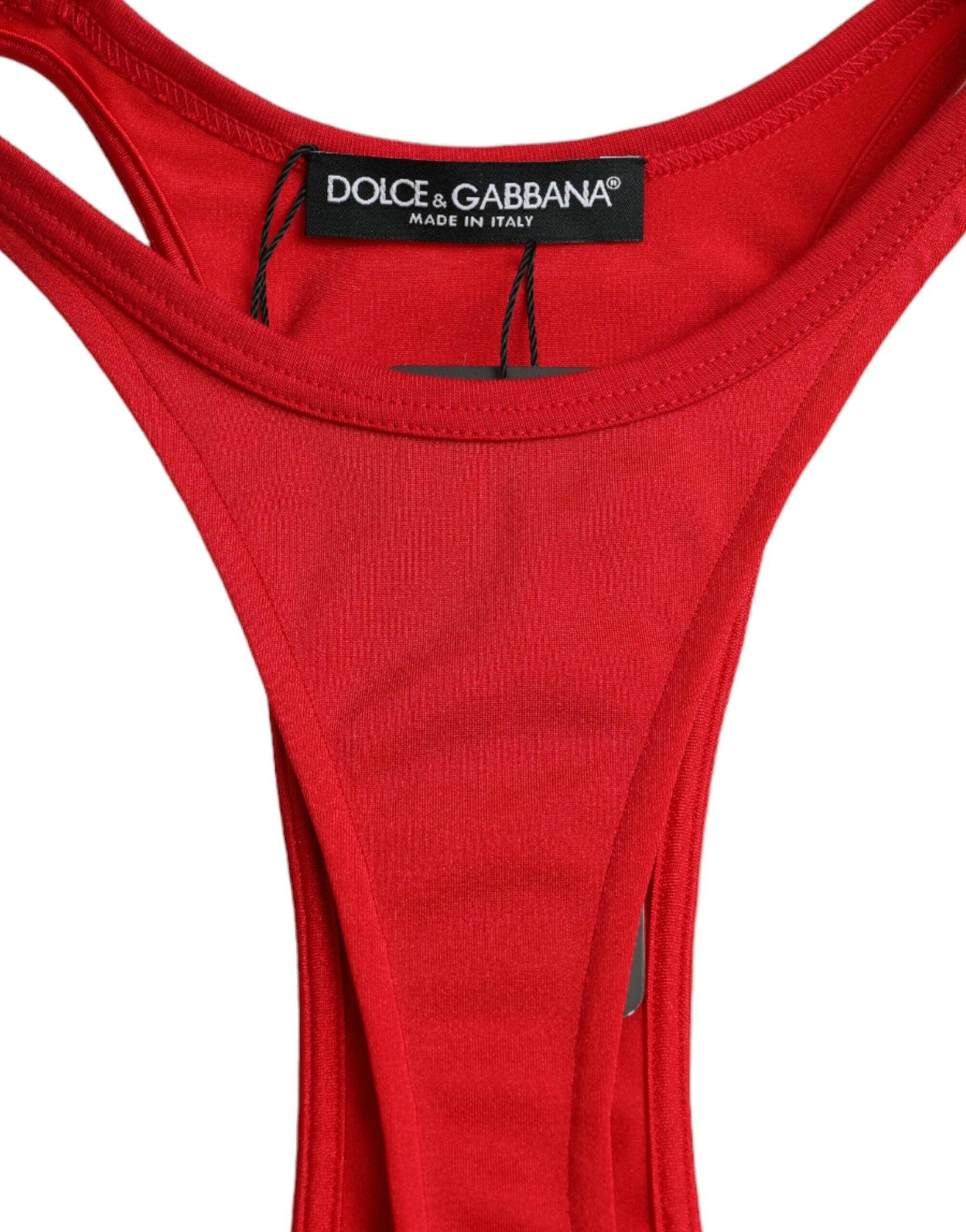 Dolce &amp; Gabbana – Rotes, figurbetontes Minikleid aus Nylon-Stretch