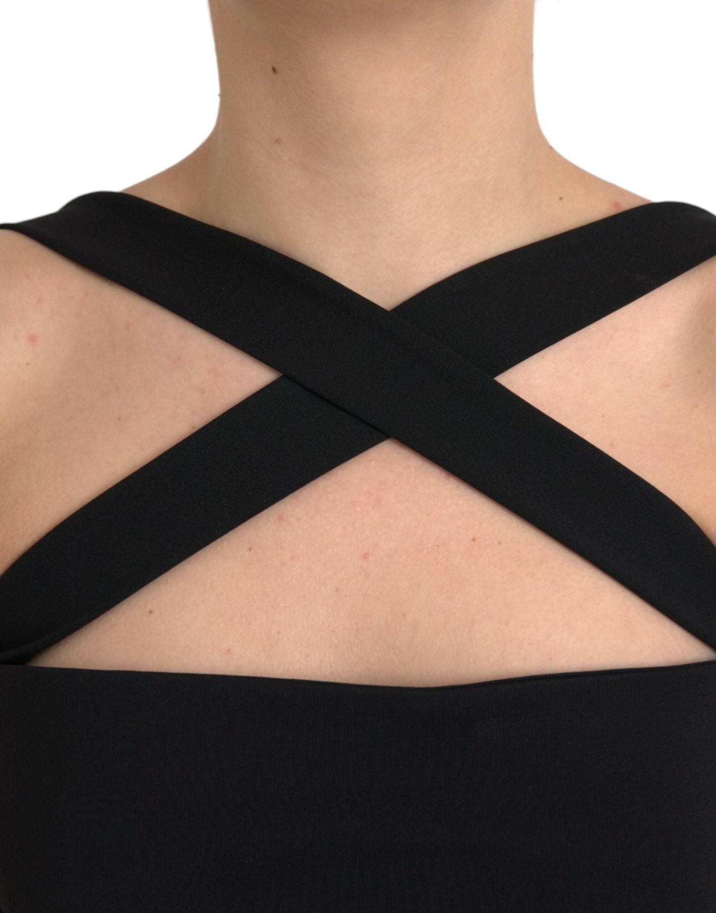 Dolce &amp; Gabbana – Schwarzes, ärmelloses Midikleid mit Neckholder