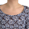 Just Cavalli Blaue Bluse mit Blumenspitze und langen Ärmeln