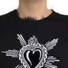Dolce & Gabbana Black Sacred Heart Print Cotton Lace T-shirt