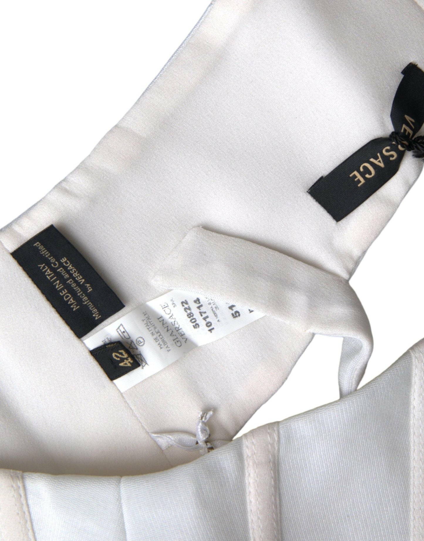 Haut court sans manches en viscose blanche Versace