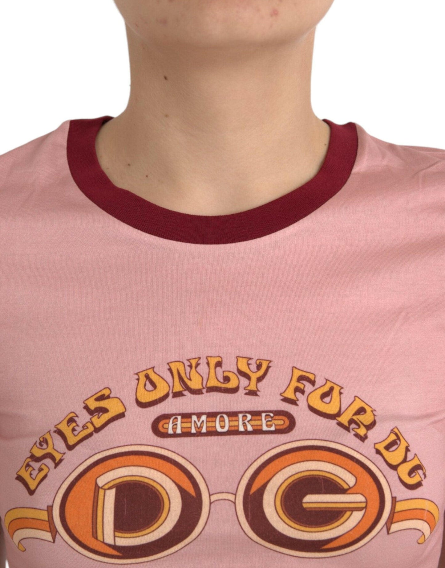 Dolce & Gabbana Pink Cotton Short Sleeves Crew Neck T-shirt