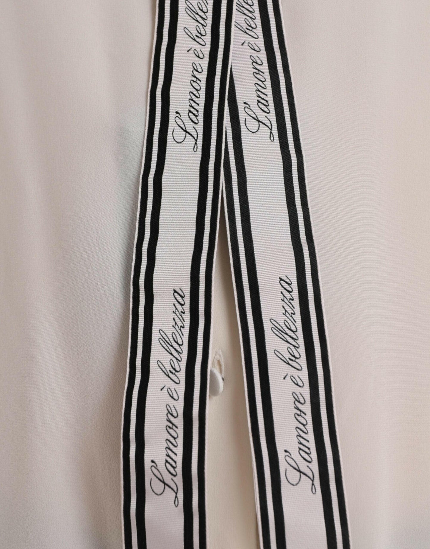 Dolce &amp; Gabbana – Langärmliges Blusentop mit Knopfleiste in Off-White