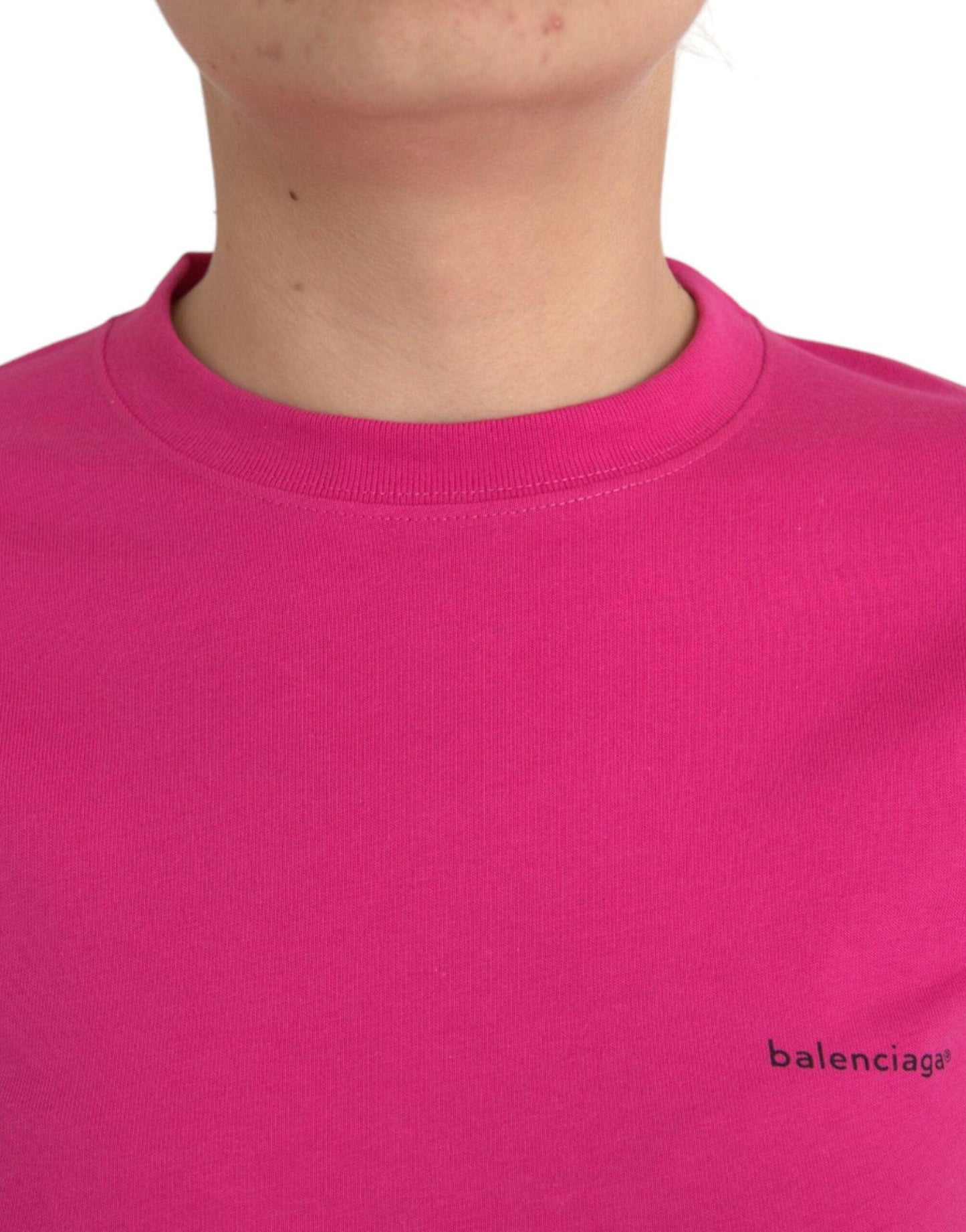 Balenciaga – Rosafarbenes T-Shirt aus Baumwolle mit Rundhalsausschnitt und kurzen Ärmeln