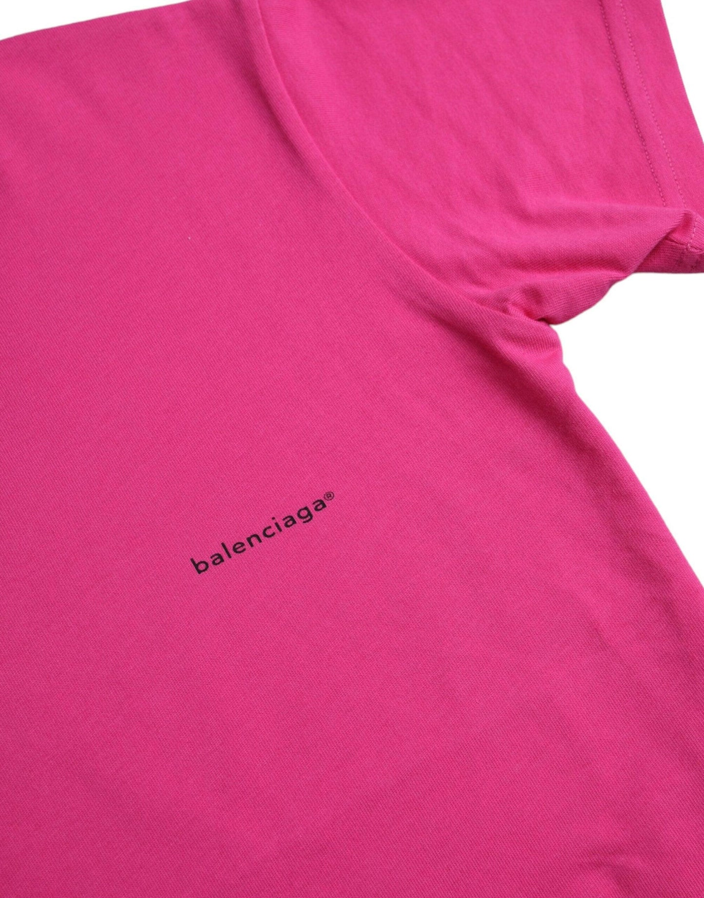 Balenciaga – Rosafarbenes T-Shirt aus Baumwolle mit Rundhalsausschnitt und kurzen Ärmeln