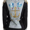 Dolce & Gabbana Blue Button Crystal Embellished Cotton Jacket