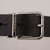 Dolce & Gabbana Black Calf Leather Logo Engraved Metal Buckle Belt