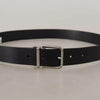Dolce & Gabbana Black Calf Leather Logo Engraved Metal Buckle Belt