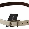 Dolce & Gabbana Cream Beige Gold Buckle Waist Leather Belt