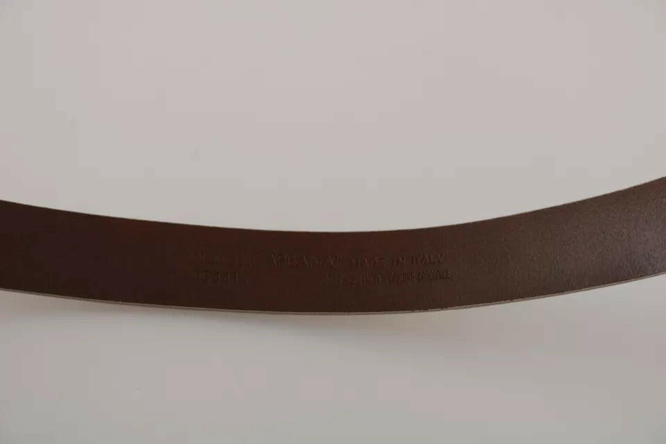 Dolce & Gabbana Cream Beige Gold Buckle Waist Leather Belt