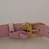 Dolce & Gabbana Pink Jaquard Embroidered Gold Tone Metal Buckle Belt
