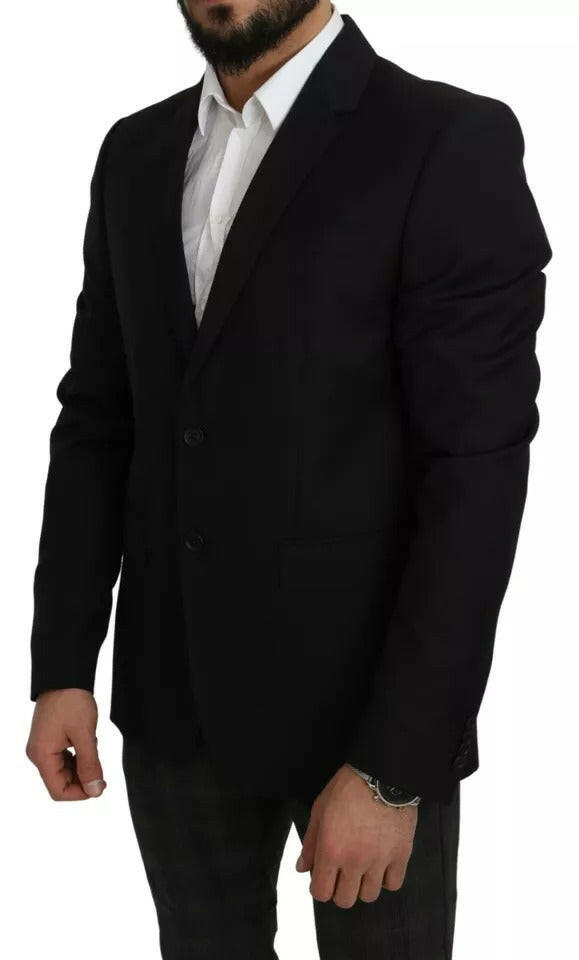 Dolce &amp; Gabbana – Schwarzer Slim Fit-Blazer aus Wolle mit Revers