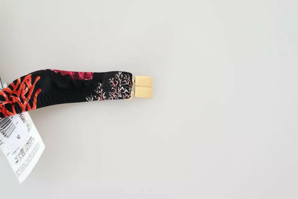 Dolce & Gabbana Black Corals Print Swimsuit Beachwear Bikini Top