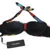 Dolce & Gabbana Black Corals Print Swimsuit Beachwear Bikini Top