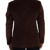 Dolce & Gabbana Brown Corduroy Slim Fit Coat DG Logo Blazer