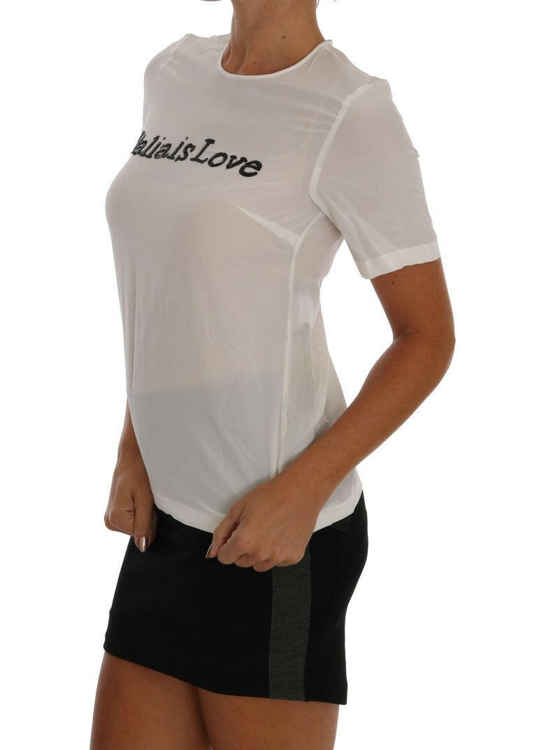 Dolce &amp; Gabbana Weiße Seidenbluse „Italia Is Love“