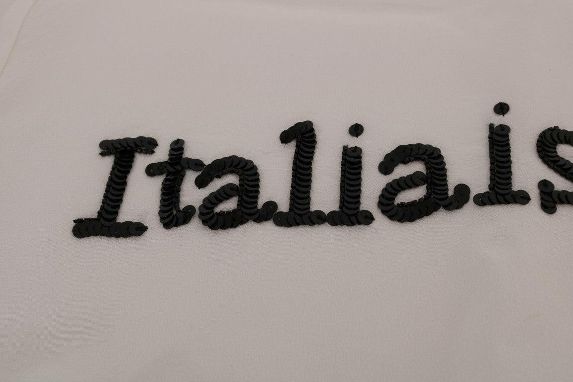 Dolce &amp; Gabbana Weiße Seidenbluse „Italia Is Love“