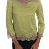 Dolce & Gabbana Green Silk Stretch Blouse Top