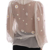 Dolce & Gabbana White Daisy Applique Silk Shirt