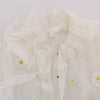 Dolce & Gabbana White Daisy Applique Silk Shirt