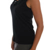 Dolce & Gabbana Black Cotton Floral Crystal Tank Top